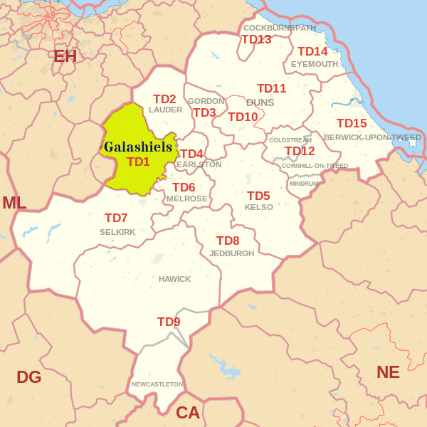 TD1 Map, ​​​​​​​​​​​​​​​​​​Galashiels skip hire
